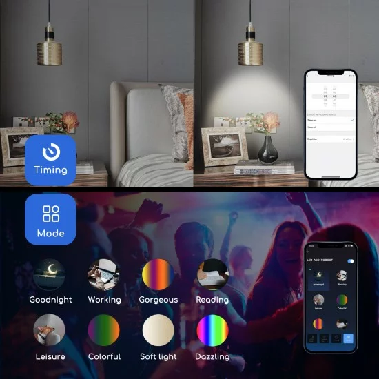 Smart bulb 7W, 500lm, C37 E14 WiFI RGB-3000K-6500K, compatible with Alexa and Google Home applications Smart bulb 7W, 500lm, C37 E14 WiFI RGB-3000K-6500K, compatible with Alexa and Google Home applications
