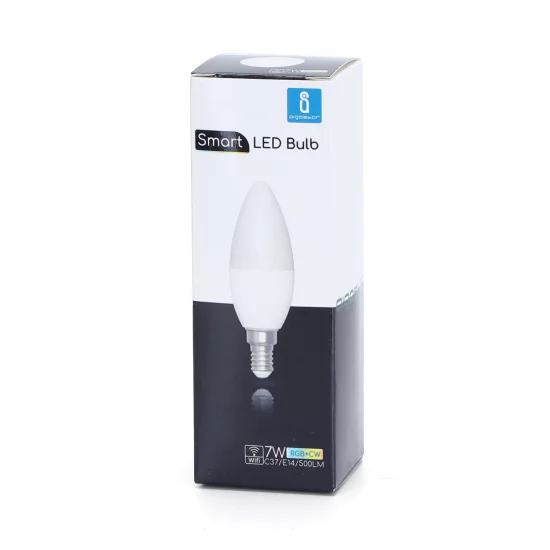 Smart bulb 7W, 500lm, C37 E14 WiFI RGB-3000K-6500K, compatible with Alexa and Google Home applications Smart bulb 7W, 500lm, C37 E14 WiFI RGB-3000K-6500K, compatible with Alexa and Google Home applications