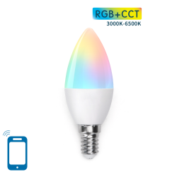 Smart bulb 7W, 500lm, C37 E14 WiFI RGB-3000K-6500K, compatible with Alexa and Google Home applications 