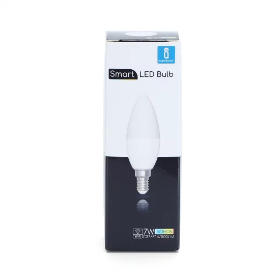 Smart bulb 7W, 500lm, C37 E14 WiFI RGB-3000K-6500K, compatible with Alexa and Google Home applications Smart bulb 7W, 500lm, C37 E14 WiFI RGB-3000K-6500K, compatible with Alexa and Google Home applications