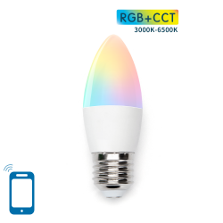 Smart-Lampe 7W, 500lm, C37 E27 WiFI RGB-3000K-6500K, Kompatibel mit Alexa und Google Home