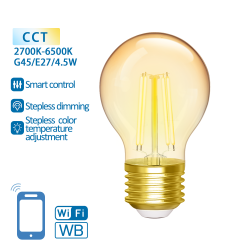 Smart LED Filament bulb Amber 4.5W, 470lm, G45 E27 WiFI, Bluetooth 2700K-6500K, 227272