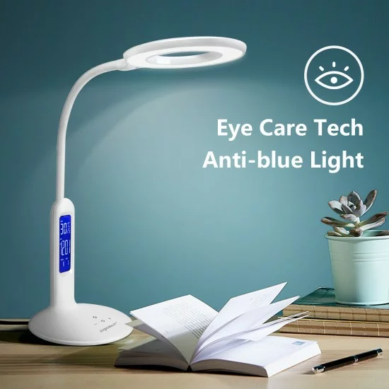 LED dimmable table lamp with Alarm Clock, Calendar and Temperature display, 7W, white, 188139 LED dimmable table lamp with Alarm Clock, Calendar and Temperature display, 7W, white, 188139