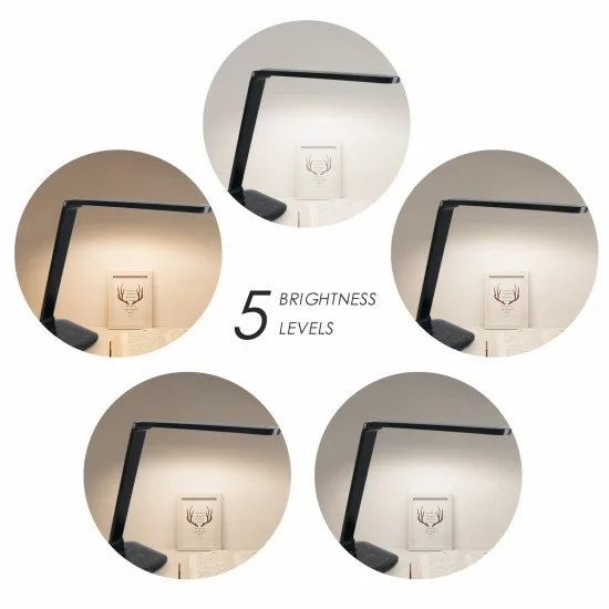 Tragbare dimmbare LED-Tischlampe 2in1 mit kabellosem Qi-Laden, 8W, 2700K-6500K, TIK Schwarz 188146