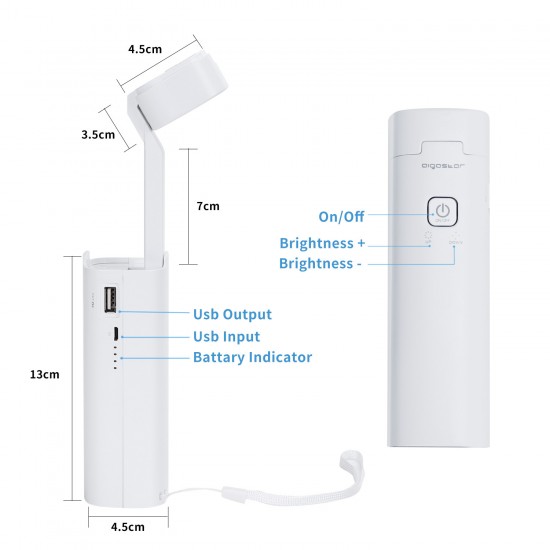 LED dimmable portable desk lamp 4in1 with USB charging port 3W, 4500K, white 196462