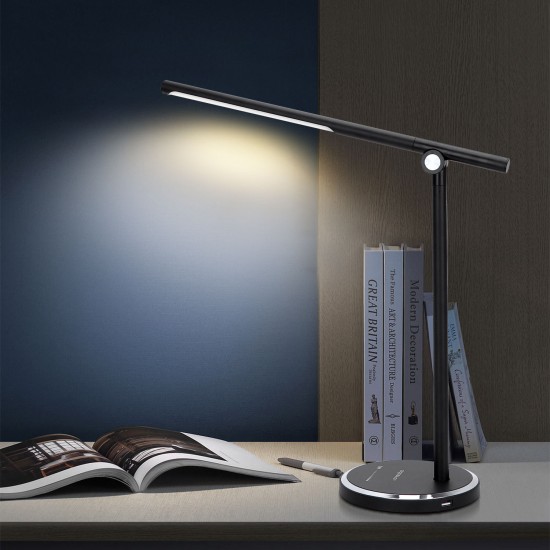 LED portable dimmable table lamp with USB-charging port 8W, 3000K-6000K, Iris black