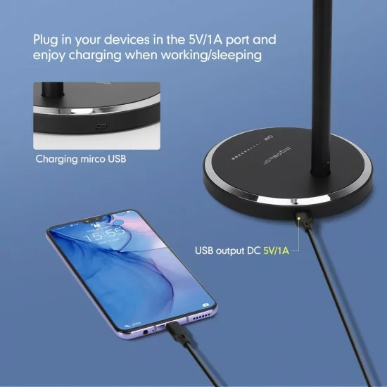 LED portable dimmable table lamp with USB-charging port 8W, 3000K-6000K, Iris black LED portable dimmable table lamp with USB-charging port 8W, 3000K-6000K, Iris black