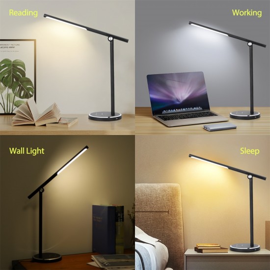 LED portable dimmable table lamp with USB-charging port 8W, 3000K-6000K, Iris black