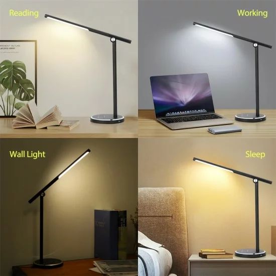 LED portable dimmable table lamp with USB-charging port 8W, 3000K-6000K, Iris black LED portable dimmable table lamp with USB-charging port 8W, 3000K-6000K, Iris black