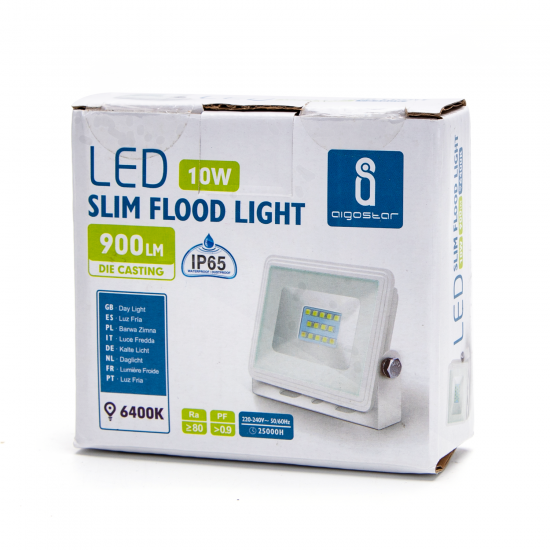Aigostar LED Slim Flood Light Die Casting, 10W, IP65, 6400K, 900lm, 202408