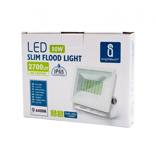 Aigostar LED Slim Flood Light Die Casting, 30W, IP65, 6400K, 2700lm, 202422