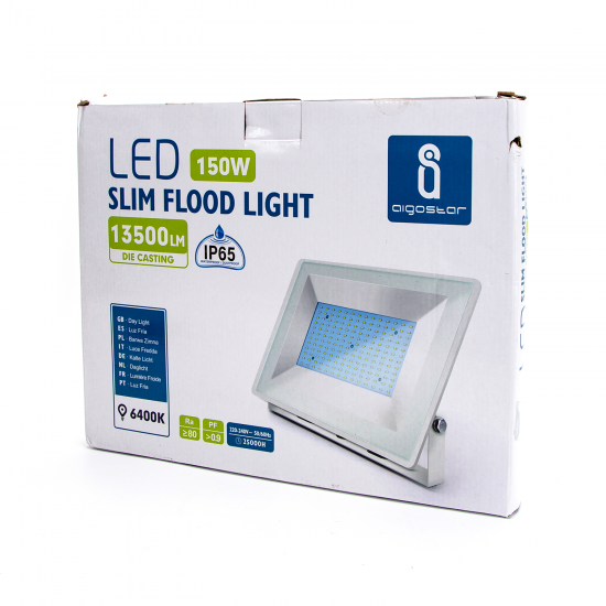 Aigostar LED Slim Flood Light Die Casting, 150W, IP65, 6400K, 13500lm, 202453