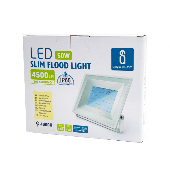 Aigostar LED Slim Flood Light Die Casting, 50W, IP65, 4000K, 4500lm, 202552