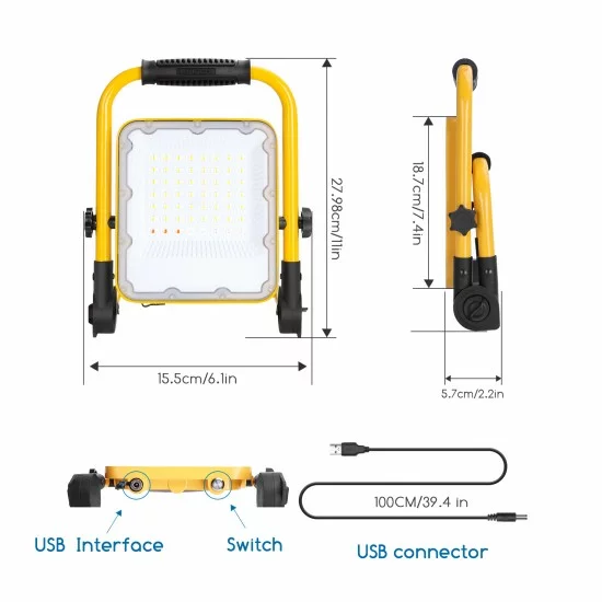 Aigostar Wiederaufladbare LED-Arbeitsleuchte LED, 30W, IP65, 6500K, 1000lm, 13237 Aigostar Wiederaufladbare LED-Arbeitsleuchte LED, 30W, IP65, 6500K, 1000lm, 13237