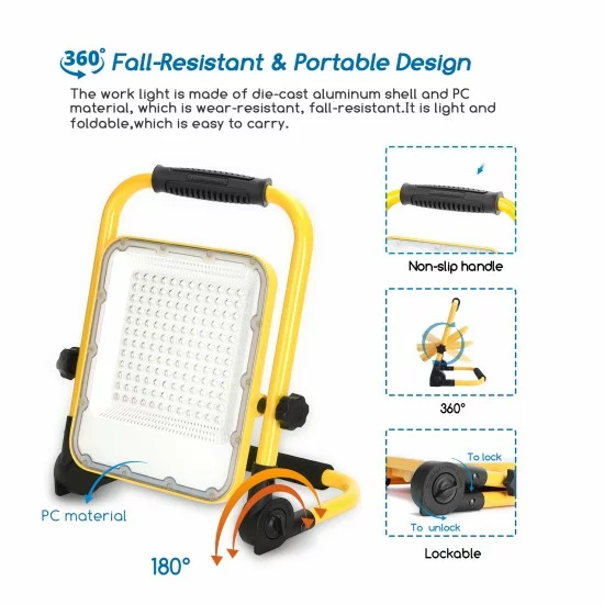 Aigostar outdoor rechargeable work lamp LED, 100W, IP65, 6500K, 2400lm, 213251 Aigostar outdoor rechargeable work lamp LED, 100W, IP65, 6500K, 2400lm, 213251