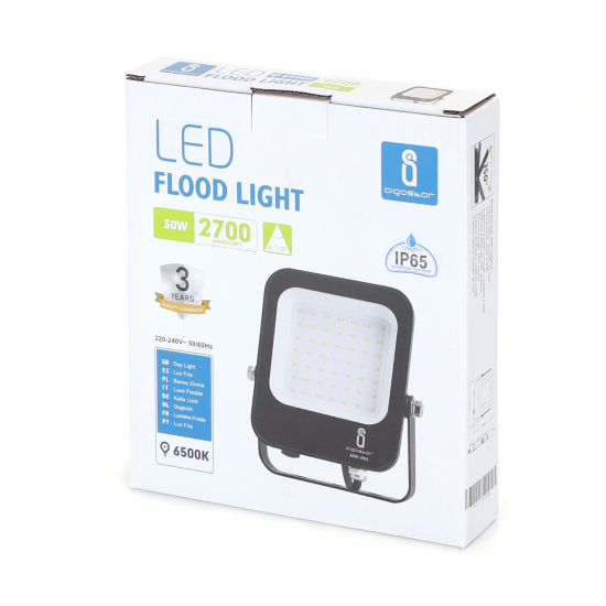 Aigostar outdoor flood light LED, 30W, IP65, 6500K, 2700lm, black, 219406