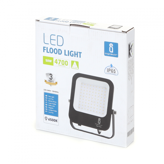Aigostar outdoor flood light LED, 50W, IP65, 6500K, 4700lm, black, 219413