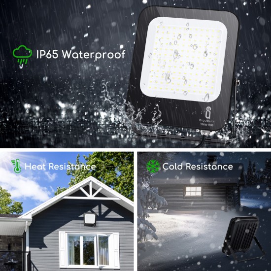 Aigostar outdoor flood light LED, 100W, IP65,4000K, 8900lm, black, 219536
