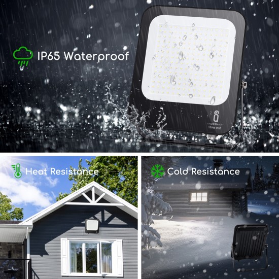 Aigostar outdoor flood light LED, 150W, IP65, 6500K, 13500lm, black, 219437