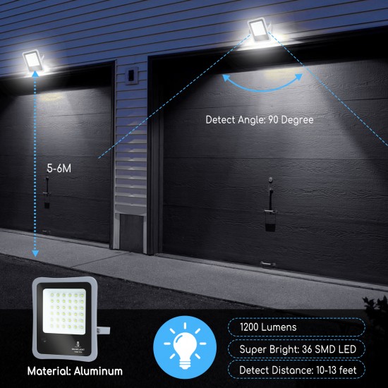 Aigostar outdoor flood light with solar panel LED, 100W, IP65, 6500K, 1200lm, 212001