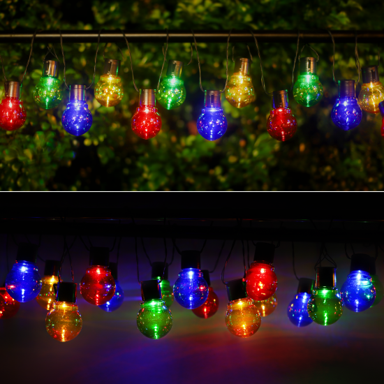 Outdoor solar 20LED string light LED, 5.8m, IP44 multicolor, 208820