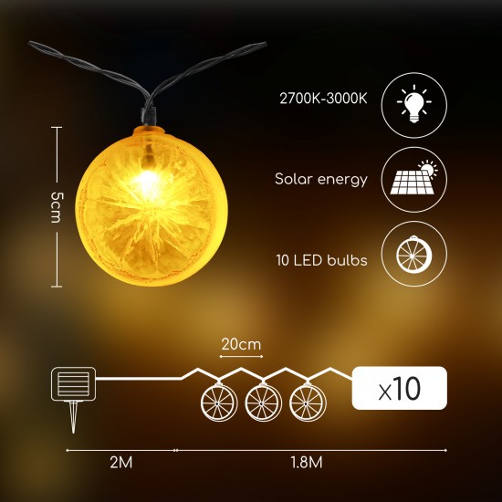Outdoor solar 10LED string light LED, 3.8m, 3000K, IP44, 208844