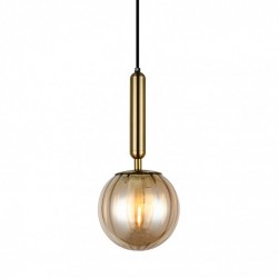 Italux pendant lamp 1xE27x5W, amber and brass, Ravena PND-2324-1 BRO+AMB