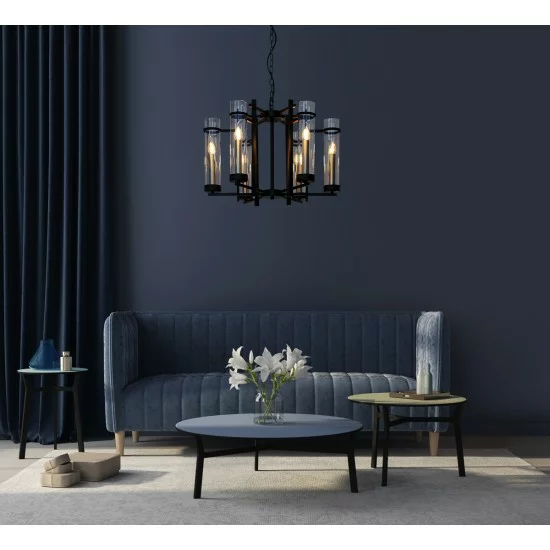Italux piekaramais gaismeklis 6xE14x40W, melna, Aspen PND-31186-6A-BL