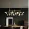Nordic luxury copper LED chandelier with 27 glass lampshades, 27xG4 LED, Inflorescence-Long