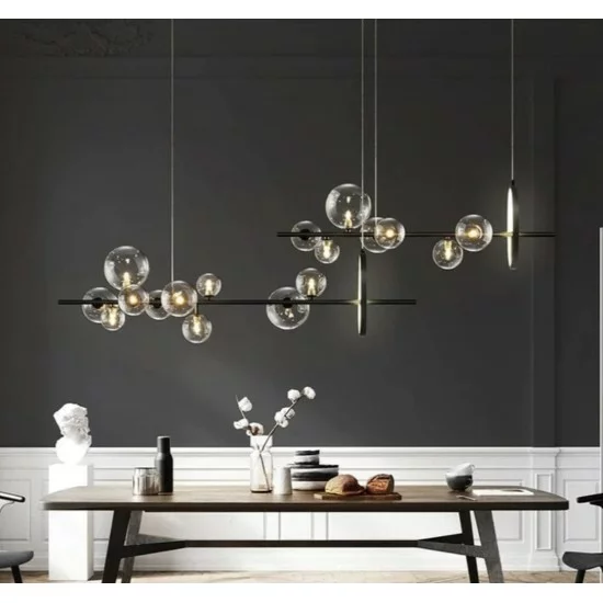 Modern hanging lamp with 7 glass heads, LED, 7x5W+17W, Macrocosm Modern hanging lamp with 7 glass heads, LED, 7x5W+17W, Macrocosm