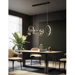Modern hanging lamp with 7 glass heads, LED, 7x5W+17W, Macrocosm
