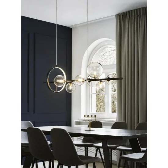 Modern hanging lamp with 7 glass heads, LED, 7x5W+17W, Macrocosm Modern hanging lamp with 7 glass heads, LED, 7x5W+17W, Macrocosm