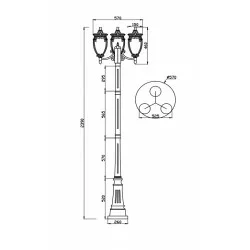 Maytoni outdoor pedestal, garden luminaire Fleur, 3xE27x60W, IP44, gold, O414FL-03GB