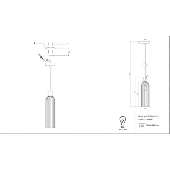 Maytoni pendant lamp 1xE14x40W, cognac, Antic MOD302PL-01CG