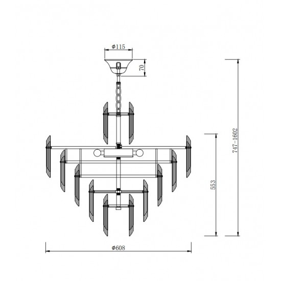 Maytoni pendant lamp 8xE14x40W, gold, Flare DIA200PL-08G