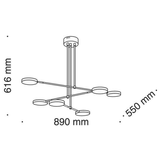 MAYTONI pendant lamp LED, 38W, 3000K, 2100lm, Fad MOD070PL-L38B3K