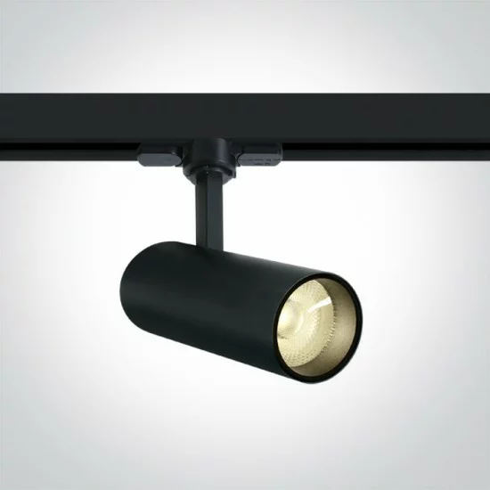 ONE LIGHT gaismeklis uzstādāms uz 3-fāžu sliedes 10W track spot ar COB LED, melns, 900lm, 3000K, 65642AT/B/W