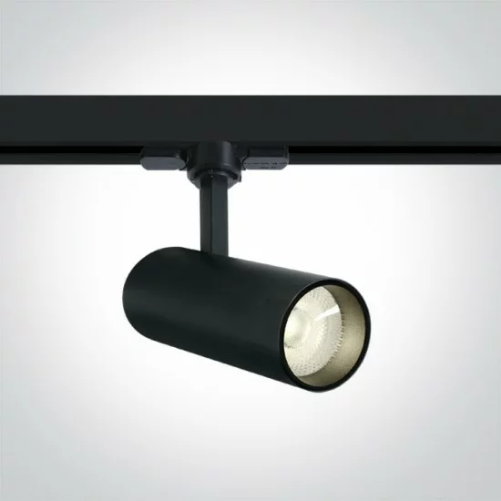 ONE LIGHT gaismeklis uzstādāms uz 3-fāžu sliedes 10W track spot ar COB LED, melns, 900lm, 4000K, 65642AT/B/C