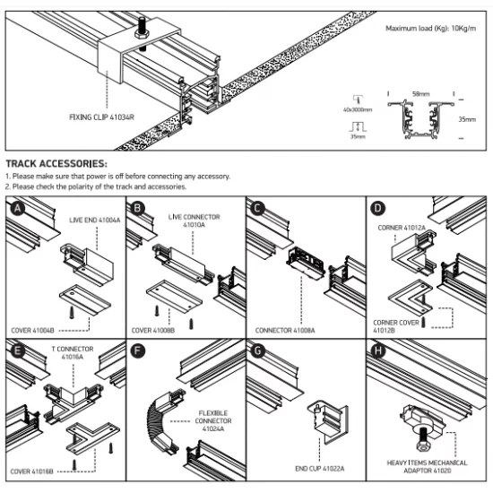 ONE LIGHT recessed 3-phase track 3m, white, 40003R/W
