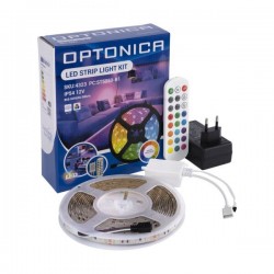OPTONICA Waterproof LED Strip Set Adapter + IR Controller + Remote RGB 60LED 4323