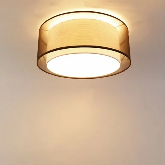 QAZQA Ceiling Lamp 3xE14x40W, Brown with White, Drum Duo 104412