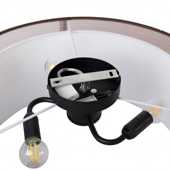 QAZQA Ceiling Lamp 3xE14x40W, Brown with White, Drum Duo 104412