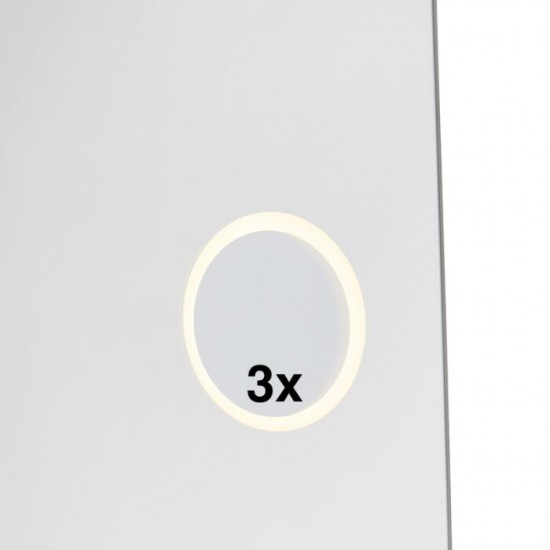 QAZQA Iluminacion mirror with LED light and touch switch and clock white 102423