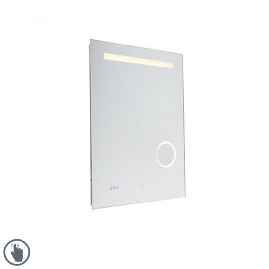 QAZQA Iluminacion mirror with LED light and touch switch and clock white 102423