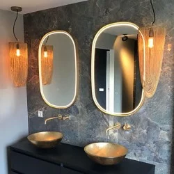 QAZQA Iluminacion mirror with LED light and touch switch copper 104523