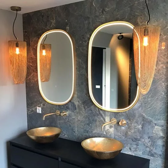 QAZQA Iluminacion mirror with LED light and touch switch copper 104523 QAZQA Iluminacion mirror with LED light and touch switch copper 104523