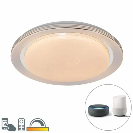 QAZQA Smart dimmable ceiling Lamp with LED RGB, 48W, 3600lm, compatible with Alexa and Google Home, Jochem 103957