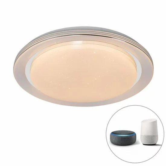 QAZQA Smart dimmable ceiling Lamp with LED RGB, 48W, 3600lm, compatible with Alexa and Google Home, Jochem 103957