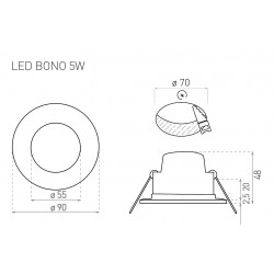 Greenlux recessed LED light BONO-R WHITE 5W NW, GXLL021