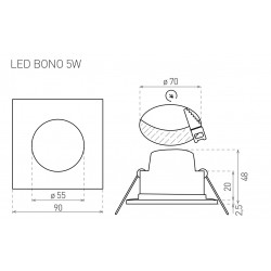 Greenlux recessed LED light BONO-S WHITE 5W WW, GXLL022